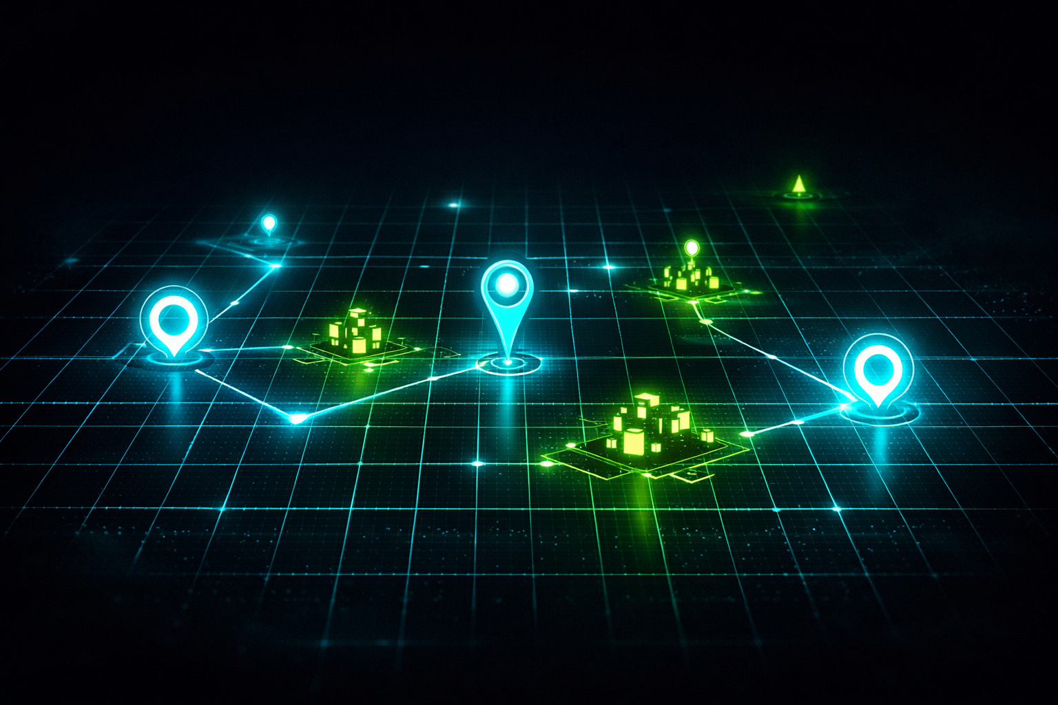 Soyut harita ızgarası üzerinde keşif ve yerleşim noktaları